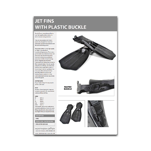 Jet Fins W/Plastic Buckle Data Sheet 